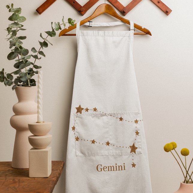 Modern Zodiac Sign Gold Gemini | Element Air  Apron (Creator Uploaded)