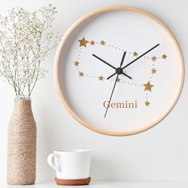Modern Zodiac Sign Gold Gemini | Element Air Clock (Creator Uploaded)