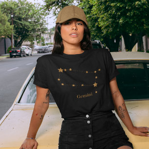 Modern Zodiac Sign Gold Gemini   Element Air  T-Shirt