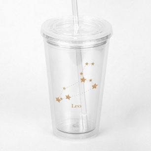 Modern Zodiac Sign Gold Leo   Element Fire Acrylic Tumbler