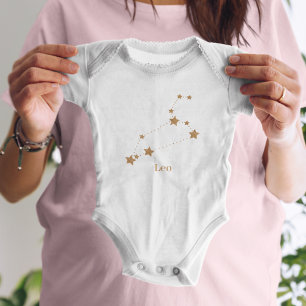 Modern Zodiac Sign Gold Leo Element Fire Baby Bodysuit