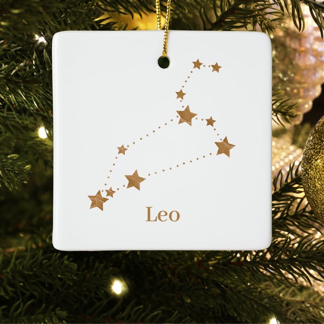 Modern Zodiac Sign Gold Leo | Element Fire Ceramic Ornament (Creator Uploaded)