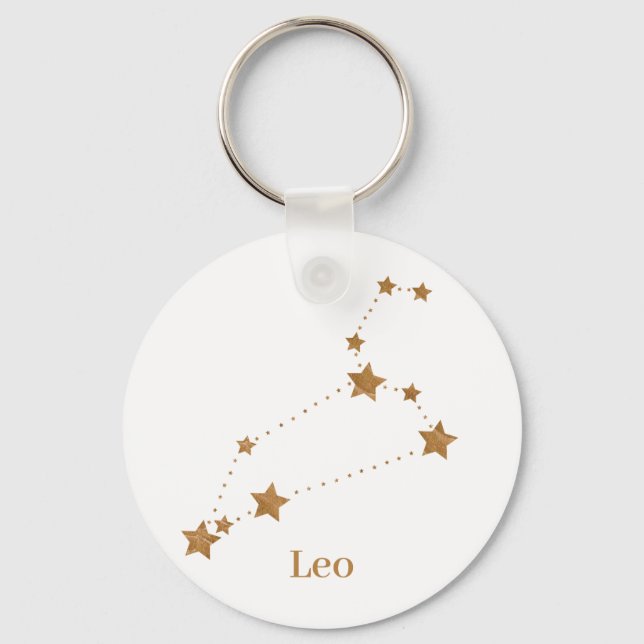 Modern Zodiac Sign Gold Leo | Element Fire Key Ring (Front)
