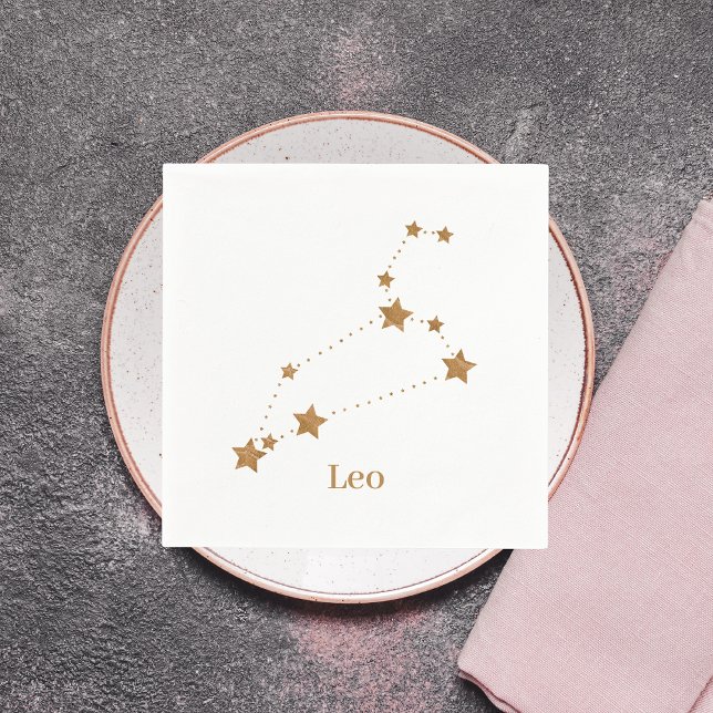 Modern Zodiac Sign Gold Leo | Element Fire Napkin (Creator Uploaded)