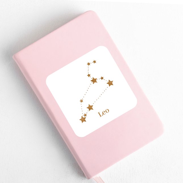 Modern Zodiac Sign Gold Leo | Element Fire Square Sticker (Creator Uploaded)