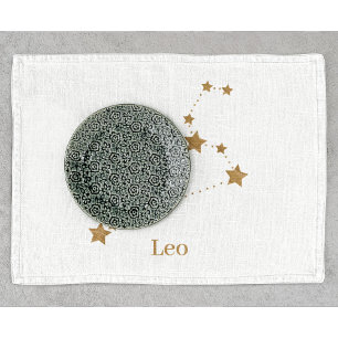 Modern Zodiac Sign Gold Leo Element Fire Tea Towel