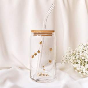Modern Zodiac Sign Gold Libra   Element Air  Can Glass