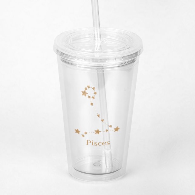 Modern Zodiac Sign Gold Pisces | Element Water Acrylic Tumbler (Creator Uploaded)