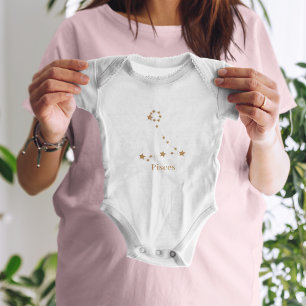 Modern Zodiac Sign Gold Pisces Element Water Baby Bodysuit