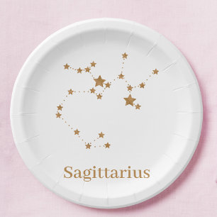 Modern Zodiac Sign Gold Sagittarius  Element  Fire Paper Plate