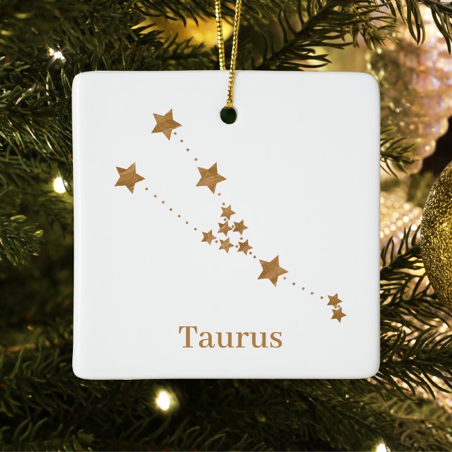 Modern Zodiac Sign Gold Taurus | Element Earth Ceramic Ornament (Creator Uploaded)
