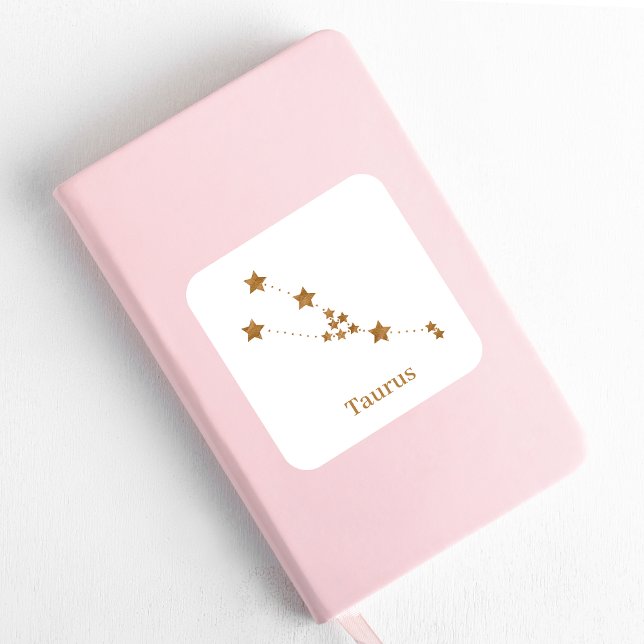 Modern Zodiac Sign Gold Taurus | Element Earth Square Sticker (Creator Uploaded)