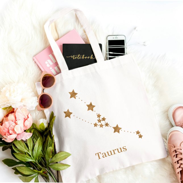 Modern Zodiac Sign Gold Taurus | Element Earth Tote Bag (Creator Uploaded)