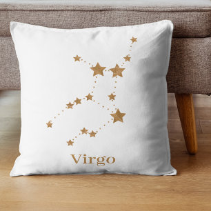 Modern Zodiac Sign Gold Virgo Element Earth Cushion