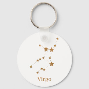Modern Zodiac Sign Gold Virgo   Element Earth Key Ring