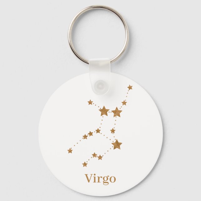 Modern Zodiac Sign Gold Virgo | Element Earth Key Ring (Front)