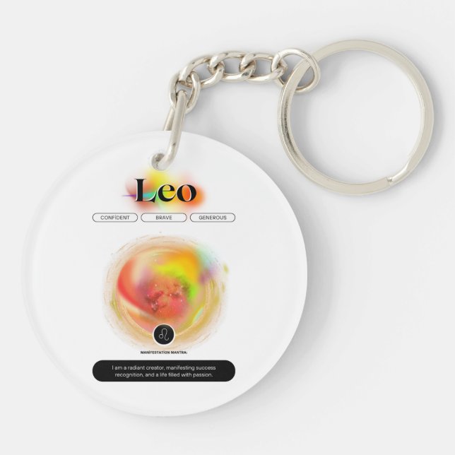 Modern Zodiac Sign Leo Quote | Element Fire Key Ring (Back)
