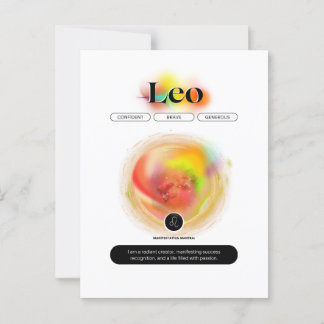 Modern Zodiac Sign Leo Quote | Element Fire Postcard