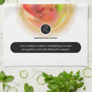 Modern Zodiac Sign Leo Quote Element Fire Tea Towel