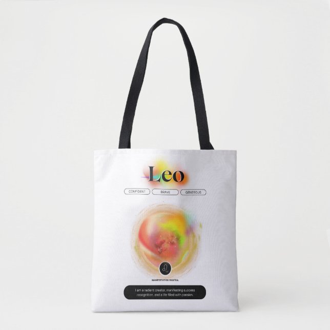 Modern Zodiac Sign Leo Quote | Element Fire Tote Bag (Front)