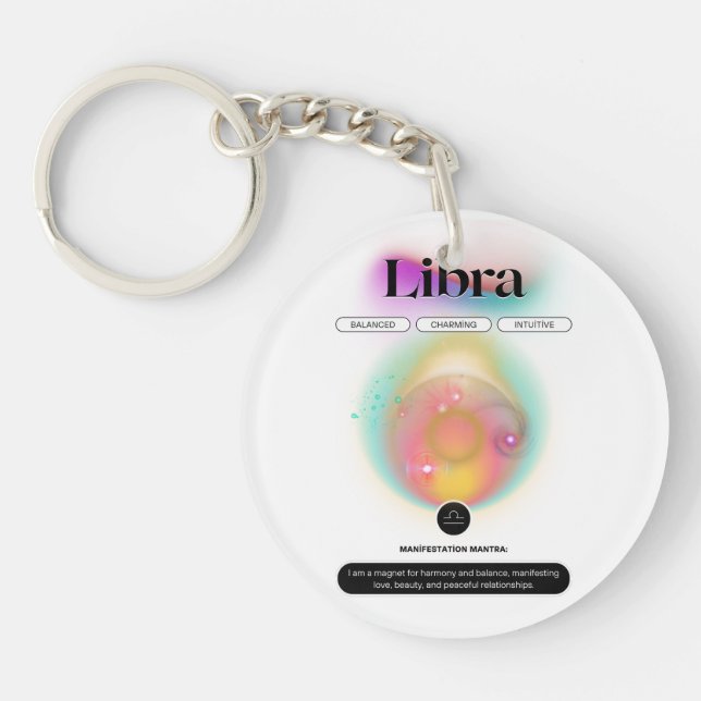 Modern Zodiac Sign Libra Quote Air Element Key Ring (Front)
