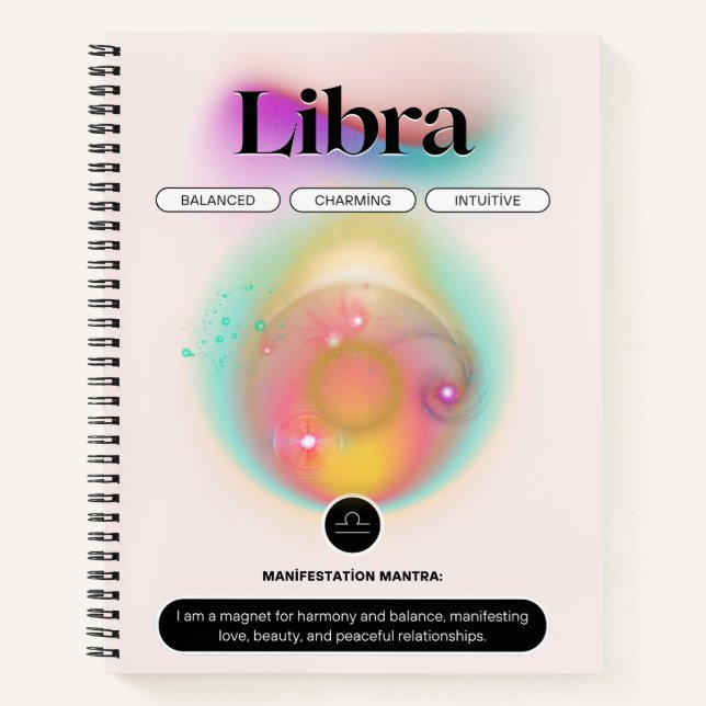 Modern Zodiac Sign Libra Quote Air Element Notebook (Front)