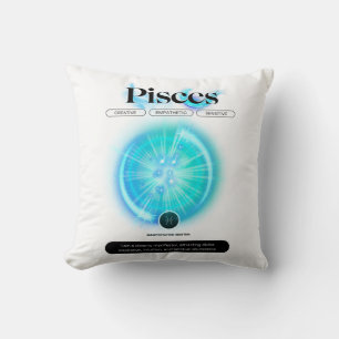 Modern Zodiac Sign Pisces Quote Water Element Cushion