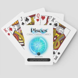 Modern Zodiac Sign PIsces Quote Water Element Playing Cards