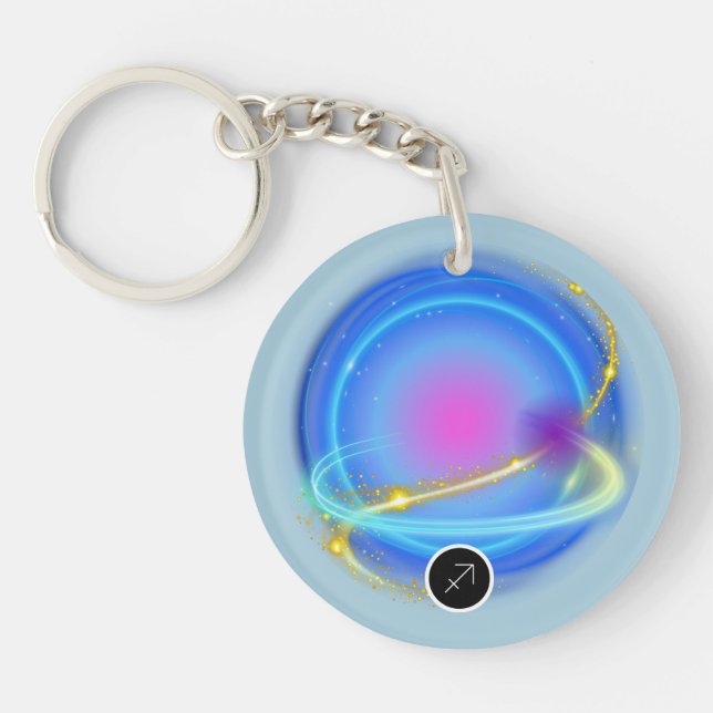Modern Zodiac Sign Sagittarius Quote Element Fire Key Ring (Front)