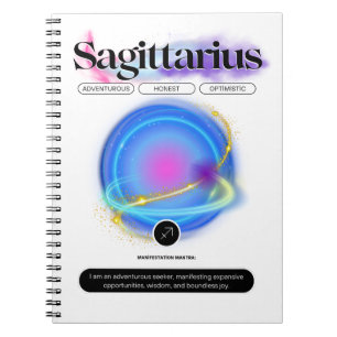 Modern Zodiac Sign Sagittarius Quote Element Fire Notebook