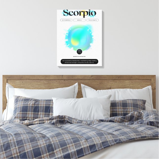 Modern Zodiac Sign Scorpio Quote Water Element (Insitu(Bedroom))