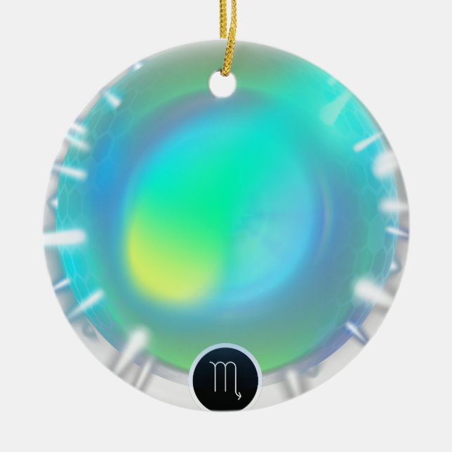 Modern Zodiac Sign Scorpio Quote Water Element Ceramic Tree Decoration (Front)