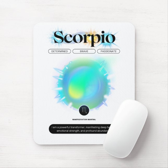 Modern Zodiac Sign Scorpio Quote Water Element Mouse Mat (With Mouse)