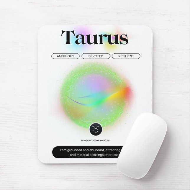 Modern Zodiac Sign Taurus Quote Earth Element Mouse Mat (With Mouse)