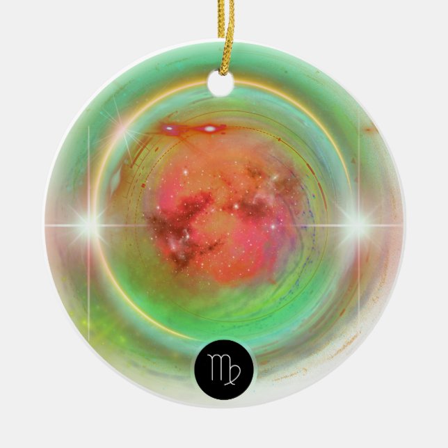 Modern Zodiac Sign Virgo Quote Earth Element Ceramic Tree Decoration (Front)