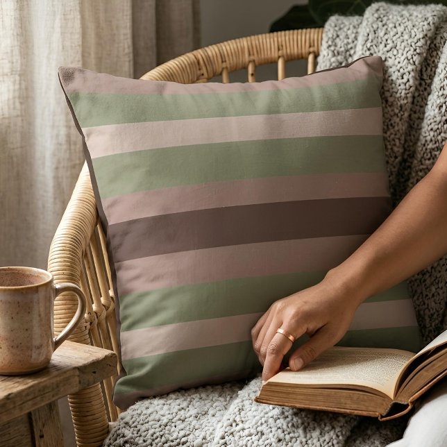Moderna Linear | Aged Sage & Tea Rose Cushion (Lifestyle Shot)