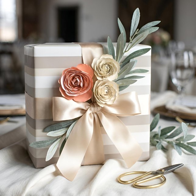 Moderna Linear | Alabaster & Bone Wrapping Paper (Lifestyle Shot)