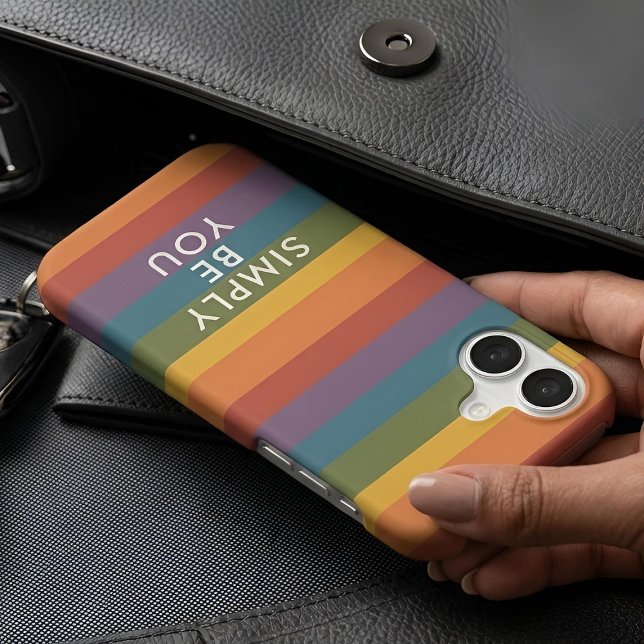 Moderna Linear | MCM Rainbow Be You iPhone Case (Lifestyle Shot)