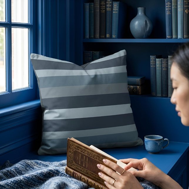 Moderna Linear | Slate & Nordic Sea Cushion (Lifestyle Shot)