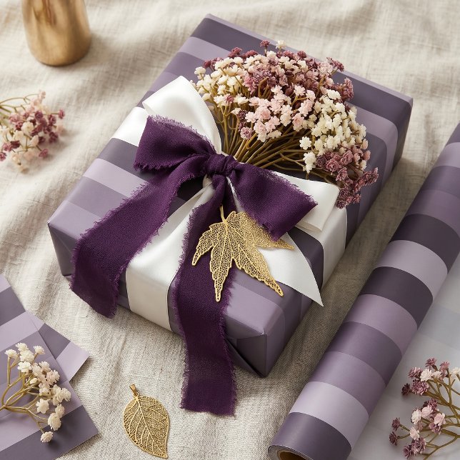 Moderna Linear | Thistle & Smoked Plum Wrapping Paper (Lifestyle Shot)