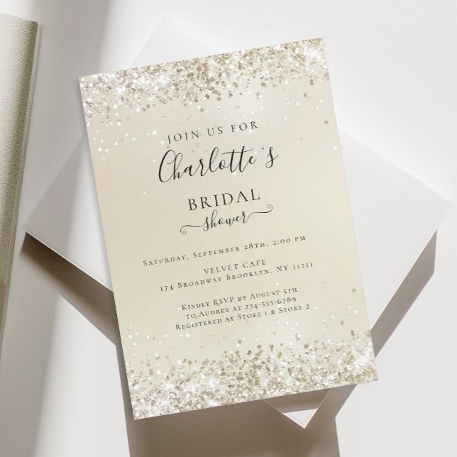 Moderne Glitter Gold (Imitat) Bridal Shower  Invitation (Creator Uploaded)