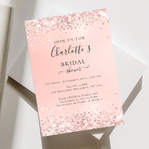 Moderne Glitter Peach (Imitat)  Invitation