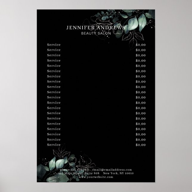 Moderne, Greenery Black Poster (Front)