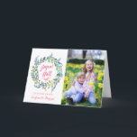 Moderne Joyeux Noël | Carte De Photo De Noël Holiday Card<br><div class="desc">Carte moderne avec photo. La carte a une couronne de fleurs peintes à l'aquarelle et place pour le texte et une photo.</div>