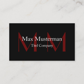 Moderne schwarze Monogramm Visitenkarte Business Card