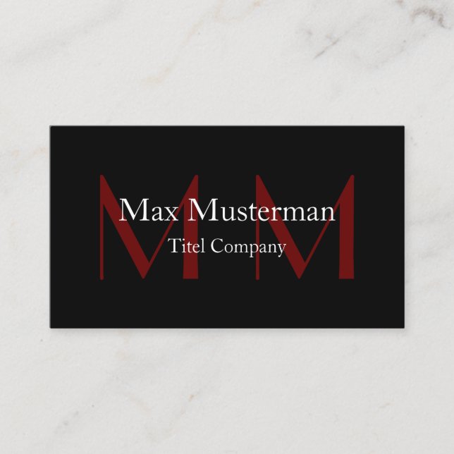 Moderne schwarze Monogramm Visitenkarte Business Card (Front)