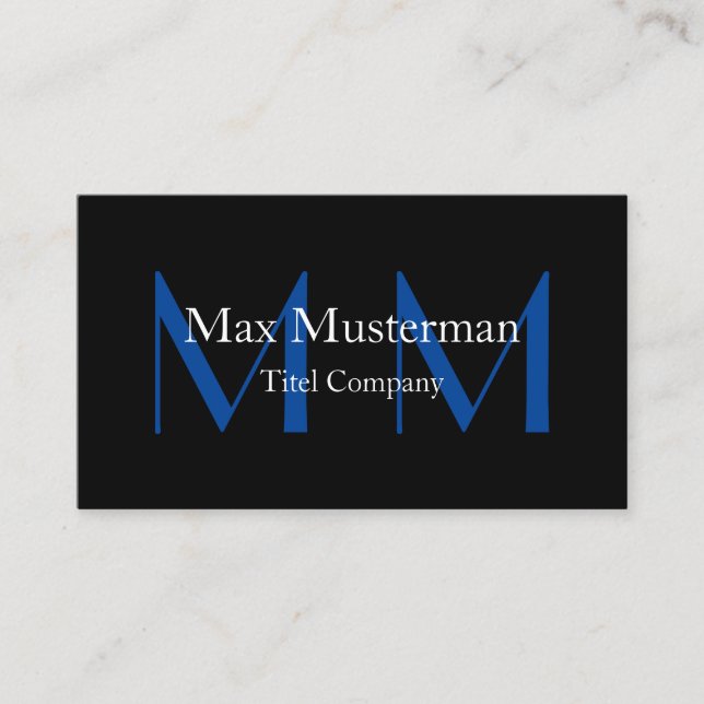 Moderne schwarze Monogramm Visitenkarte Business Card (Front)