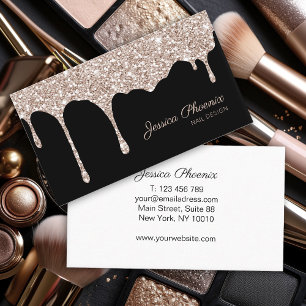 Moderner Glamour Beige Gold Schwarz Glitter Business Card