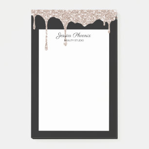 Moderner Glamour Beige Gold Schwarz Glitter Post-it Notes