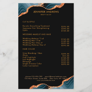 Moderner Marmor Glitzer Salon Preisliste Flyer